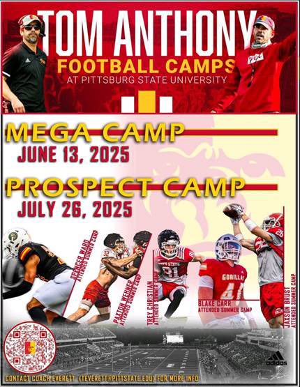 Thank you for the camp invite! <a href="/coachkbleil/">Kevin Bleil</a> <a href="/Gregg_Hollins/">Coach Gregg Hollins</a> <a href="/GorillasFB/">Pitt State Football</a>