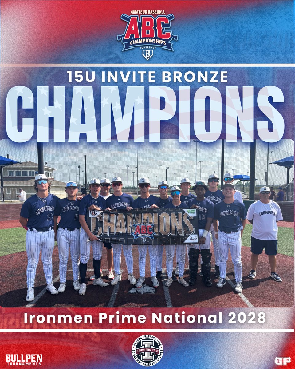 Congratulations to all the 15U Invite ABC Champions!

💎Platinum- GBA Hovey
🏅Gold- Hit Dogs IL 15u Busch
🥈Silver- Ontario Nationals 15U
🥉Bronze- Ironmen Prime National 2028