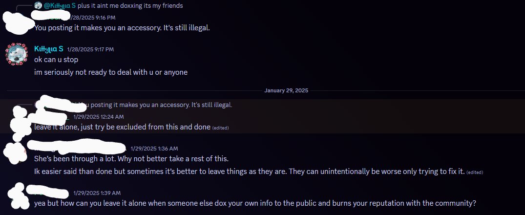 ADProblematic's tweet image. #38 - mama lia

I'll be blunt and to the point, this person is a pedophile.  Ain't no way you erp with multiple minors by accident.  That is not an accident at that point.  Not to mention that her "friends" have doxxed people who spoke out against her and she posted the dox.