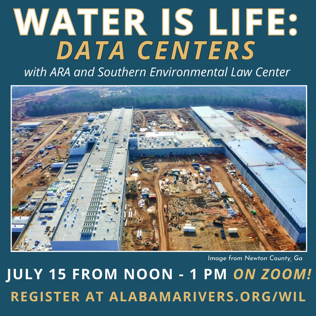 ARA's Water is Life Zoom Talk returns Tuesday, July 15 for Water is Life: Data Centers with ARA and SELC! With the rapid advances and uses of AI technology, hyperscale data center projects are popping up all across the Southeast, including here in Alabama.
alabamarivers.org/wil/