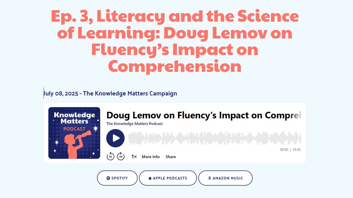 The Fluency Factory (@fluencyfactory) on Twitter photo 🎙Great new Knowledge Matters Podcast just dropped! Ep. 3, Literacy and the Science of Learning: <a href="/Doug_Lemov/">Doug Lemov</a> on Fluency’s Impact on Comprehension! knowledgematterscampaign.org/post/ep-3-lite… 🎙Great new Knowledge Matters Podcast just dropped! Ep. 3, Literacy and the Science of Learning: <a href="/Doug_Lemov/">Doug Lemov</a> on Fluency’s Impact on Comprehension! knowledgematterscampaign.org/post/ep-3-lite…