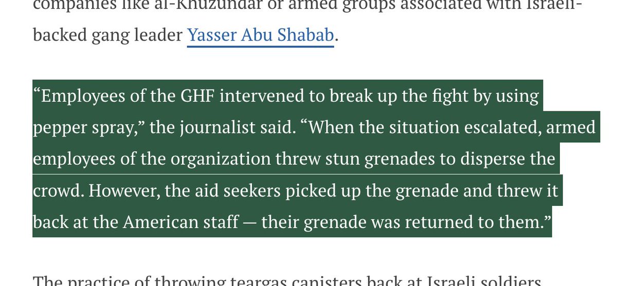 The grenade thrown at US mercenaries wasn't from Hamas.

The mercenaries threw the grenade at aid seekers, who threw it back before it exploded near them.

GHF then said Hamas attacked the US mercenaries. But it was their own incompetence and violence.