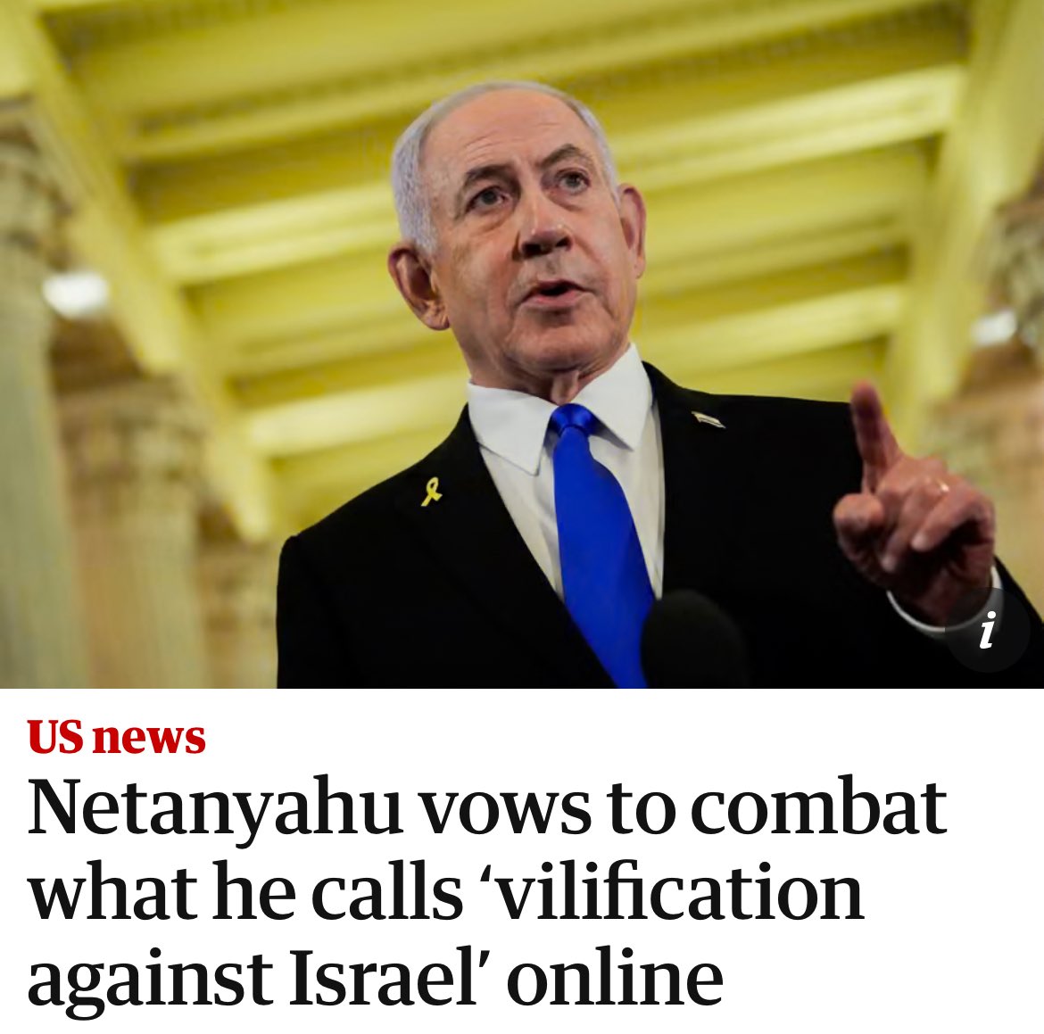 TweetNotTwit's tweet image. So the architect of the ongoing genocide in Gaza wants to prevent free speech. What a surprise.
