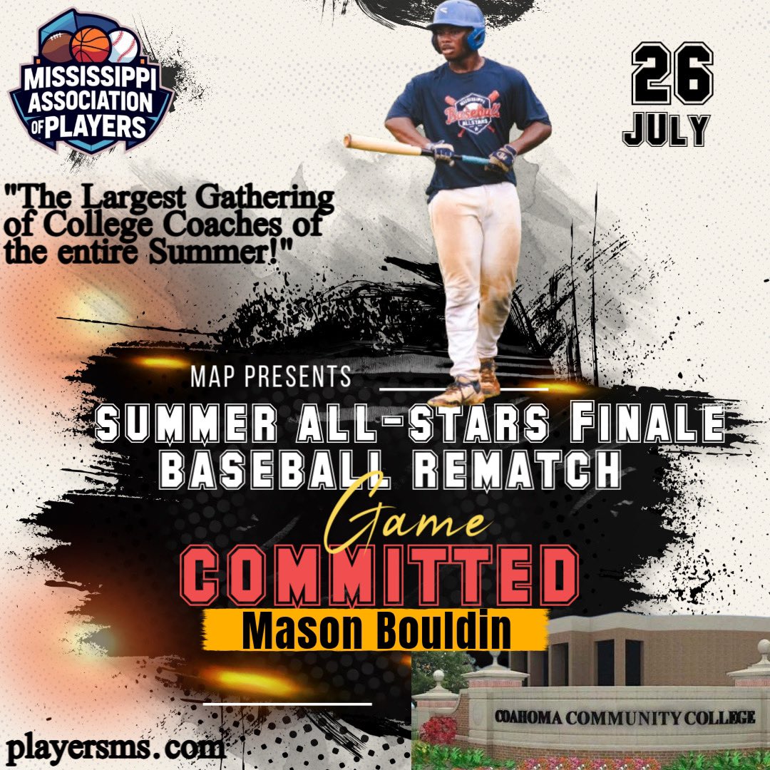 Mississippi Association of Players (@sippathletes) on Twitter photo Excited to announce that 3 Star Baseball Athlete & Mississippi Baseball All-Stars MVP Mason Bouldin (<a href="/MasonBouldin/">Mason Bouldin</a> ) of Natchez High School has committed to attending the Summer All-Stars Finale at Coahoma College on Saturday, July 26.
Mason will be featured in the Mississippi Excited to announce that 3 Star Baseball Athlete & Mississippi Baseball All-Stars MVP Mason Bouldin (<a href="/MasonBouldin/">Mason Bouldin</a> ) of Natchez High School has committed to attending the Summer All-Stars Finale at Coahoma College on Saturday, July 26.
Mason will be featured in the Mississippi