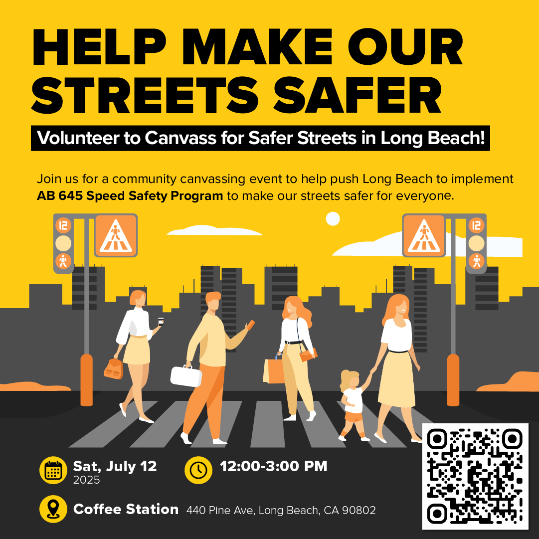 StreetsR4Every1's tweet image. The time for road safety is now! 🚦 Join us to canvass for AB 645 in Long Beach and help advance the speed safety program. No experience needed—just your voice.
🔗 Sign up: streetsareforeveryone.org/safe-events/ca…
#AB645 #SpeedSafety #StreetsAreForEveryone