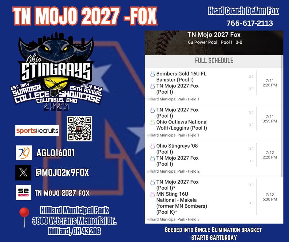 TN Mojo 2027 Fox (@mojo2k9fox) on Twitter photo Up next is the Stingrays Showcase Power Pool in Columbus, OH July 11th-13th. Just coming off a long week in Colorado the girls will be back at it again to showcase their talent and compete with the best. #YouOweYou <a href="/TnMojoFastpitch/">Tennessee Mojo fastpitch</a> <a href="/OHStingraysShow/">Ohio Stingrays Showcase</a> Up next is the Stingrays Showcase Power Pool in Columbus, OH July 11th-13th. Just coming off a long week in Colorado the girls will be back at it again to showcase their talent and compete with the best. #YouOweYou <a href="/TnMojoFastpitch/">Tennessee Mojo fastpitch</a> <a href="/OHStingraysShow/">Ohio Stingrays Showcase</a>