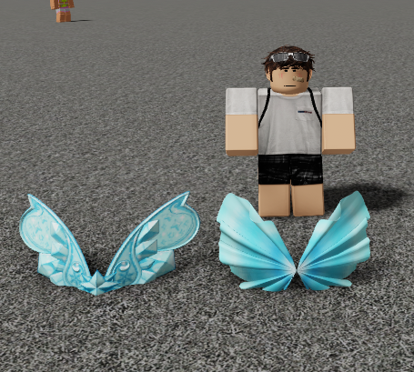 Ultra_Kaycal's tweet photo. forgot but also as of 7/8/2025 both "Waterfall Wings" and "Crystalline Wings" are still broken and aren't attached like an accessory, they're unachored mesh parts that spawn near around 0,0,0. https://t.co/JVCXEqxeOP