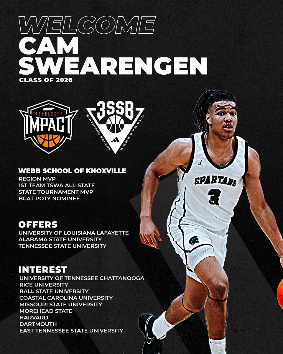 Tennessee Impact Basketball (@tennimpact) on Twitter photo Welcome <a href="/cam_swearengen/">Cameron Swearengen</a> to the 17u 2026 Tennessee Impact <a href="/3SSBCircuit/">3Stripes Select Basketball</a> team.
#adidasbasketball #3SSB #3StripesSelectBasketball <a href="/JamieShaw5/">Jamie Shaw</a> <a href="/TravisGrafHoops/">Travis Graf</a> <a href="/ebosshoops/">Eric Bossi</a> Welcome <a href="/cam_swearengen/">Cameron Swearengen</a> to the 17u 2026 Tennessee Impact <a href="/3SSBCircuit/">3Stripes Select Basketball</a> team.
#adidasbasketball #3SSB #3StripesSelectBasketball <a href="/JamieShaw5/">Jamie Shaw</a> <a href="/TravisGrafHoops/">Travis Graf</a> <a href="/ebosshoops/">Eric Bossi</a>
