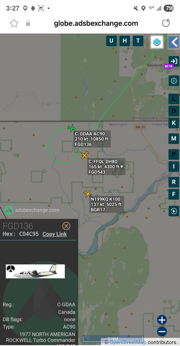 Borrowed7Time's tweet image. The #HopeFire is now 200+ acres. Canadian DHC-8-400 Airtanker Type 2 C-FFQL is approaching to make a drop. Also on scene, AC90 C-GDAA as FGD136
@sipjack1776 @Wa_fire_watch