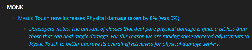 Physical damage classes / specs are going to love this