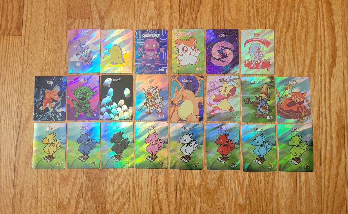 cloveralters's tweet image. My new surge foil tokens came in today 馃グ I'm so happy with all of them!
They won't make it onto etsy for a bit because im getting ready for a convention this weekend, but if you are interested in buying them dm me!