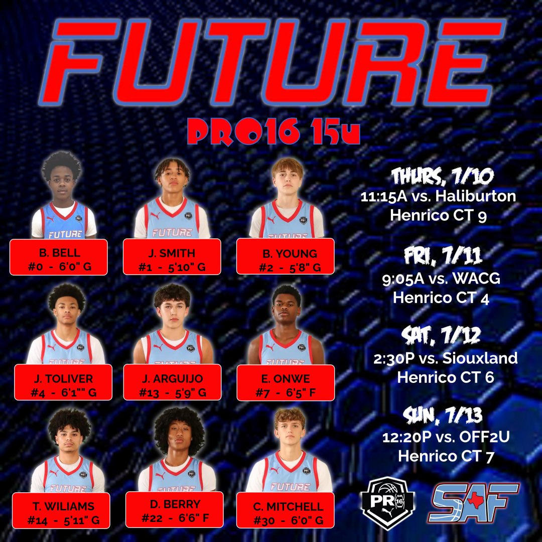 Good luck to our Pro16 groups playing in Richmond, VA this weekend. College coaches come check them out! All 3 groups are loaded with college basketball players! #TheFuture