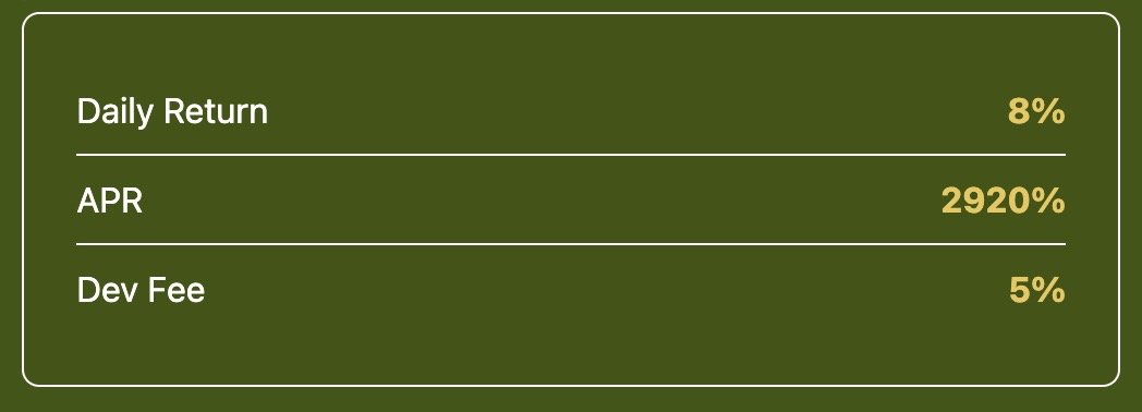 new ponzi on <a href="/berachain/">Berachain Foundation 🐻⛓</a>

the thesis of <a href="/beraberries/">Bera Berries (07/08)</a> is simple:
Feed Bears → Bears farm $BERRIES → Win.

What do you think about the 2920% APR - will it stay sustainable?