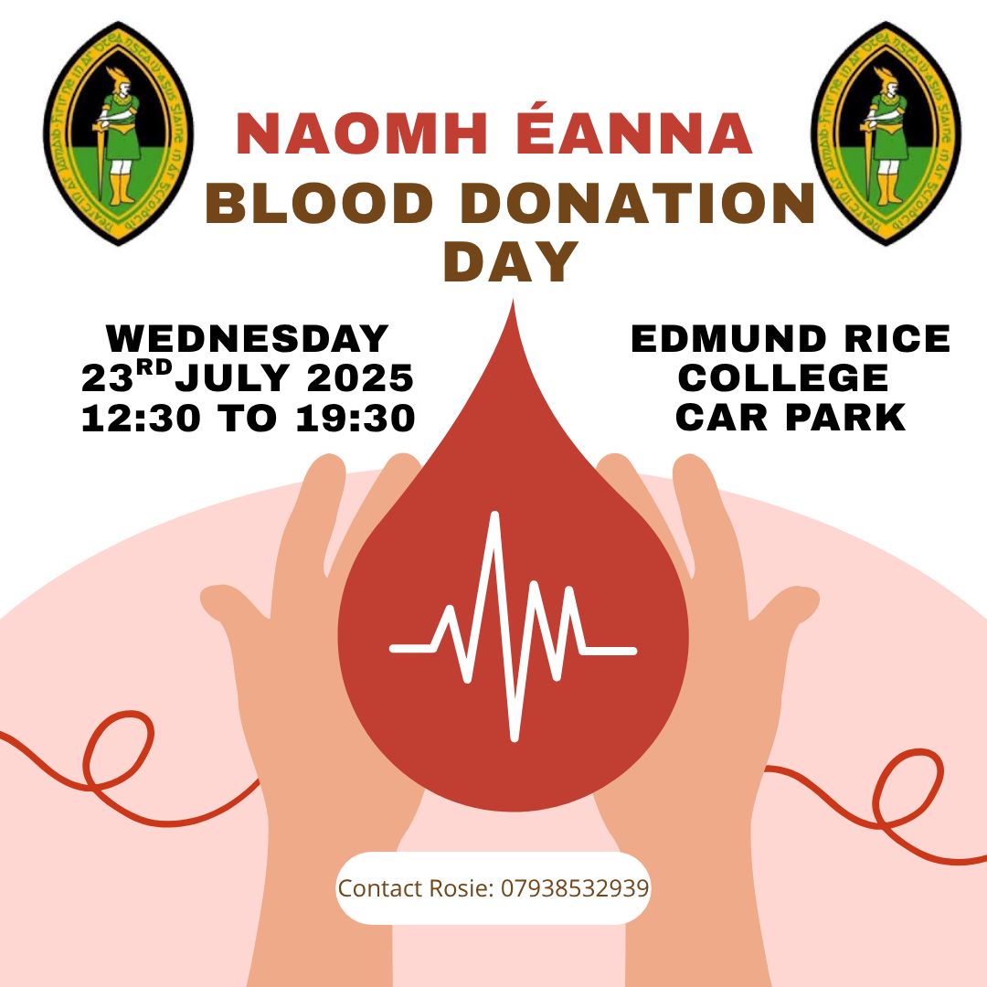 BOOK YOUR PLACE TODAY!

🩸Naomh Éanna Blood Drive 🩸

📅 23rd July 2025

So many of our community have directly benefited from donated blood and this is a small way we can give back! ❤️

Book your slot now! ✅

nibts.bookinglive.com/book/add/p/20