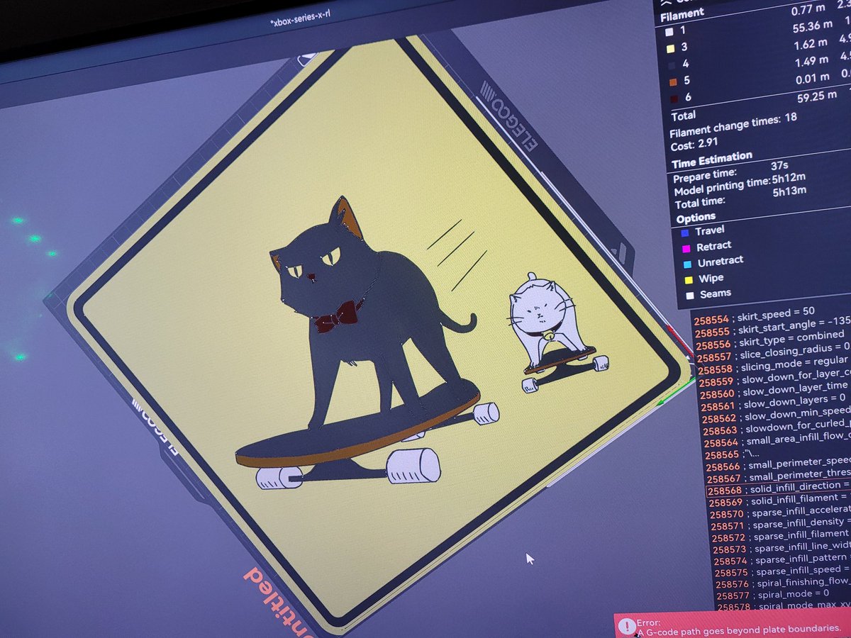 18 filiment swaps is A bit much To do by hand... But you can see  A render here. 

#Mono #Anime