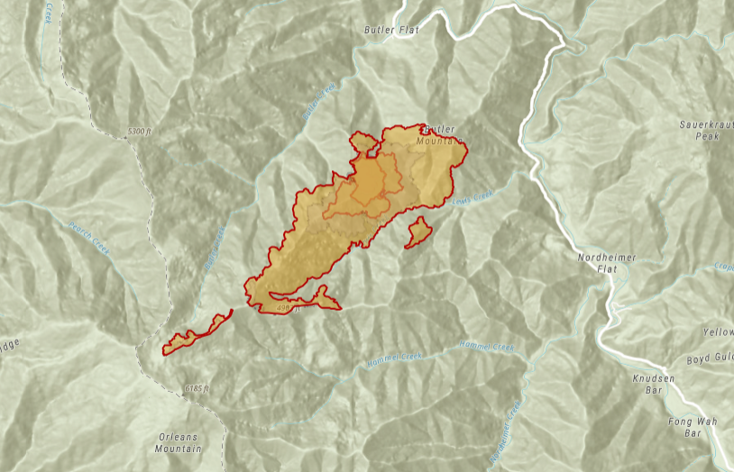 KernFiregraph's tweet image. #ButlerFire mapped at 1,346 acres by CalFire Intel.