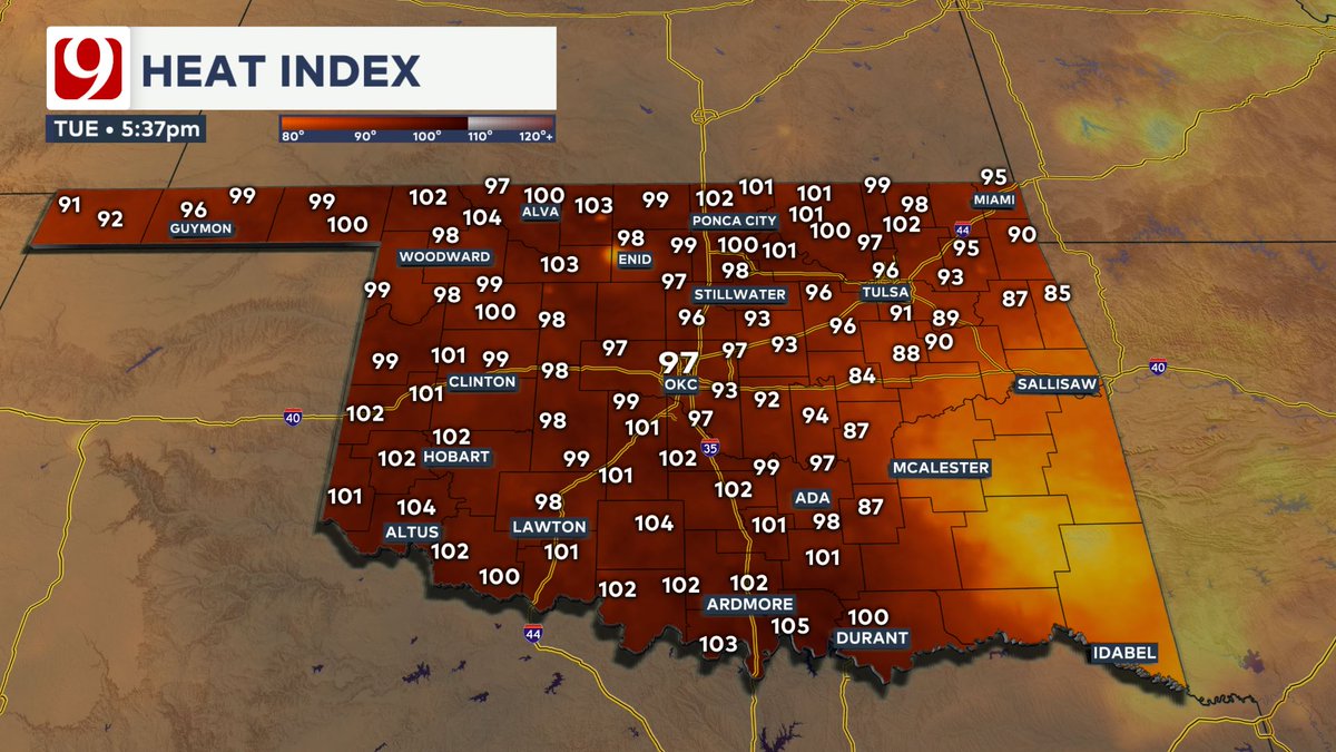 5:38 pm Update: Nothing in the metro now besides a couple of outflow boundaries. Storms are now NW of the metro near Hennessey to Kingfisher to Watonga with lots of lightning, heavy rains, &amp; gusty winds. Slowly moving to the south at 10 mph.