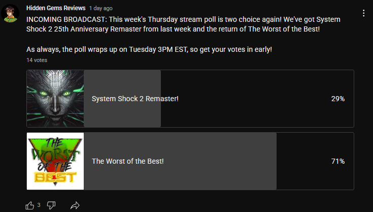 Poll results are in, and it's The Worst of the Best!

I think most of the channel usuals are going to be familiar with how much of a clusterfuck this one was.