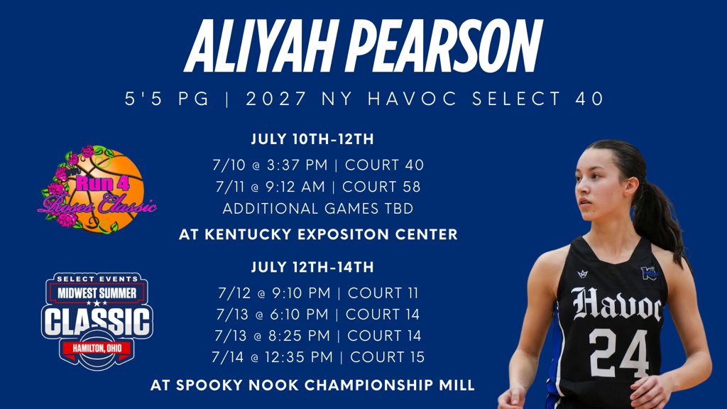 Aliyah Pearson (@aliyahpearson25) on Twitter photo We’ve been looking forward to this all season, my team and I are ready for July! See you at <a href="/TFNsRun4Roses/">TFN's Run 4 Roses</a> and <a href="/SelectEventsBB/">Select Events Basketball</a>! <a href="/nyhavoc/">NY HAVOC</a> We’ve been looking forward to this all season, my team and I are ready for July! See you at <a href="/TFNsRun4Roses/">TFN's Run 4 Roses</a> and <a href="/SelectEventsBB/">Select Events Basketball</a>! <a href="/nyhavoc/">NY HAVOC</a>