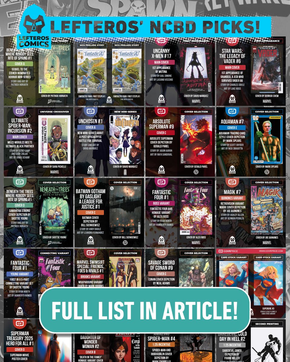 COVRPRICE.COM (@covrprice) on Twitter photo We’ve got you covered for New Comic Book Day with our picks from <a href="/LefterosComics/">Lefteros Comics</a>! Hit your LCS with confidence.
Books/covers from <a href="/DaveMarquez/">David Marquez</a> @patrickhorvath <a href="/GailSimone/">Gail Simone 💙💛</a> @Joe_Quinones <a href="/LucianoVecchio/">Luciano Vecchio</a> <a href="/thealexrossart/">Alex Ross</a> <a href="/urbanbarbarian/">Dan Panosian</a> & more! #Comics
LINK: covrprice.com/cp-content/202… We’ve got you covered for New Comic Book Day with our picks from <a href="/LefterosComics/">Lefteros Comics</a>! Hit your LCS with confidence.
Books/covers from <a href="/DaveMarquez/">David Marquez</a> @patrickhorvath <a href="/GailSimone/">Gail Simone 💙💛</a> @Joe_Quinones <a href="/LucianoVecchio/">Luciano Vecchio</a> <a href="/thealexrossart/">Alex Ross</a> <a href="/urbanbarbarian/">Dan Panosian</a> & more! #Comics
LINK: covrprice.com/cp-content/202…