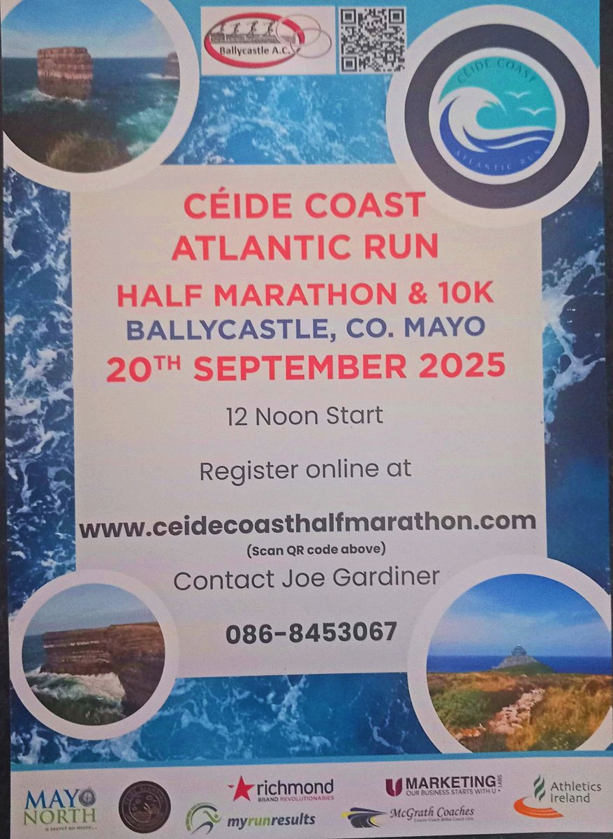 CeideCoastRun's tweet image. Check out our 2025 flyer! We're in the process of distributing flyers across the region and at various events. Why not share our flyers across social media? Help us spread the word!
#CéideCoastAtlanticRun #CéideCoast #BeatTheBreeze
