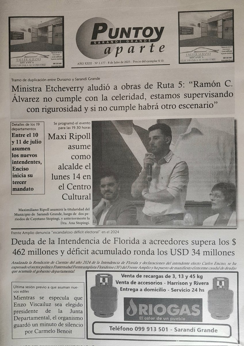 Entre tanta niebla, un poco de claridad y definición en las noticias y hechos de Sarandi Grande y el departamento. Esta es la portada del martes 8 de julio.