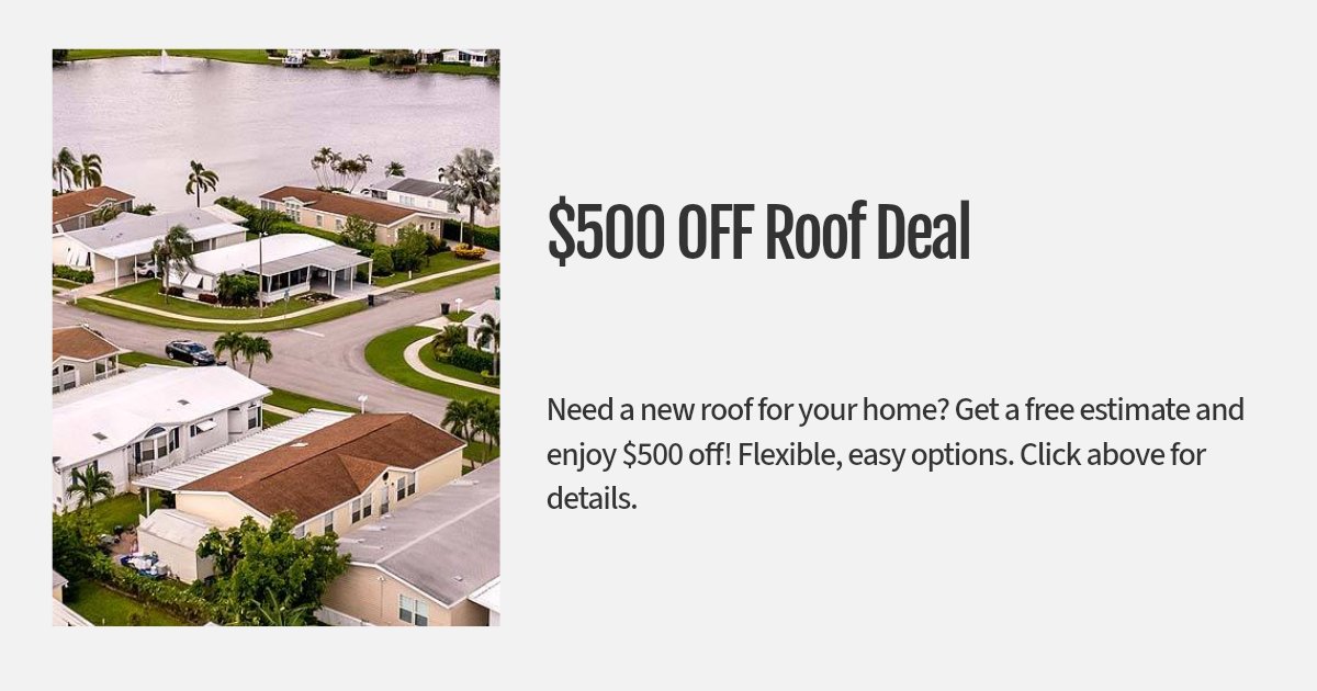ParlamentRoofs's tweet image. parlamentroofing.com/free-roofing-e…
Fast, trusted roofing service for mobile homes in Central Florida! Get your FREE estimate and $500 OFF today! 💰 #ParlamentRoofing
