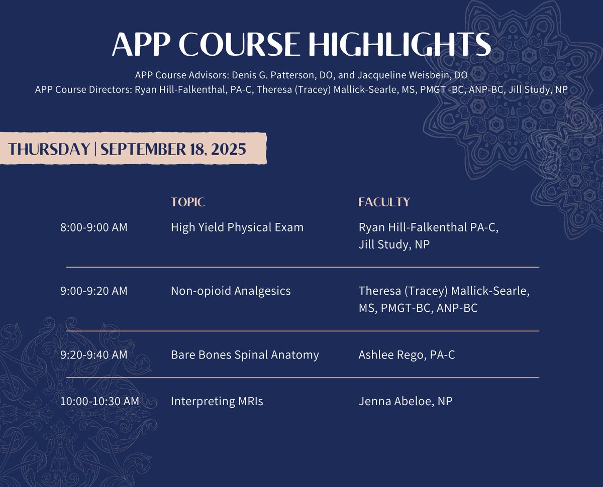 Pacific Spine & Pain Society (@pspainsociety) on Twitter photo Mark your calendars! 🗓️ Our APP Course Highlights on Thursday, September 18, 2025, features valuable sessions on physical exams, pain management, anatomy, and imaging. Don't miss out!
Register at the link below:
registration.socio.events/e/2025pspsannu…
<a href="/scorah_ssmb/">scorah.ssmb@gmail.com</a> Mark your calendars! 🗓️ Our APP Course Highlights on Thursday, September 18, 2025, features valuable sessions on physical exams, pain management, anatomy, and imaging. Don't miss out!
Register at the link below:
registration.socio.events/e/2025pspsannu…
<a href="/scorah_ssmb/">scorah.ssmb@gmail.com</a>