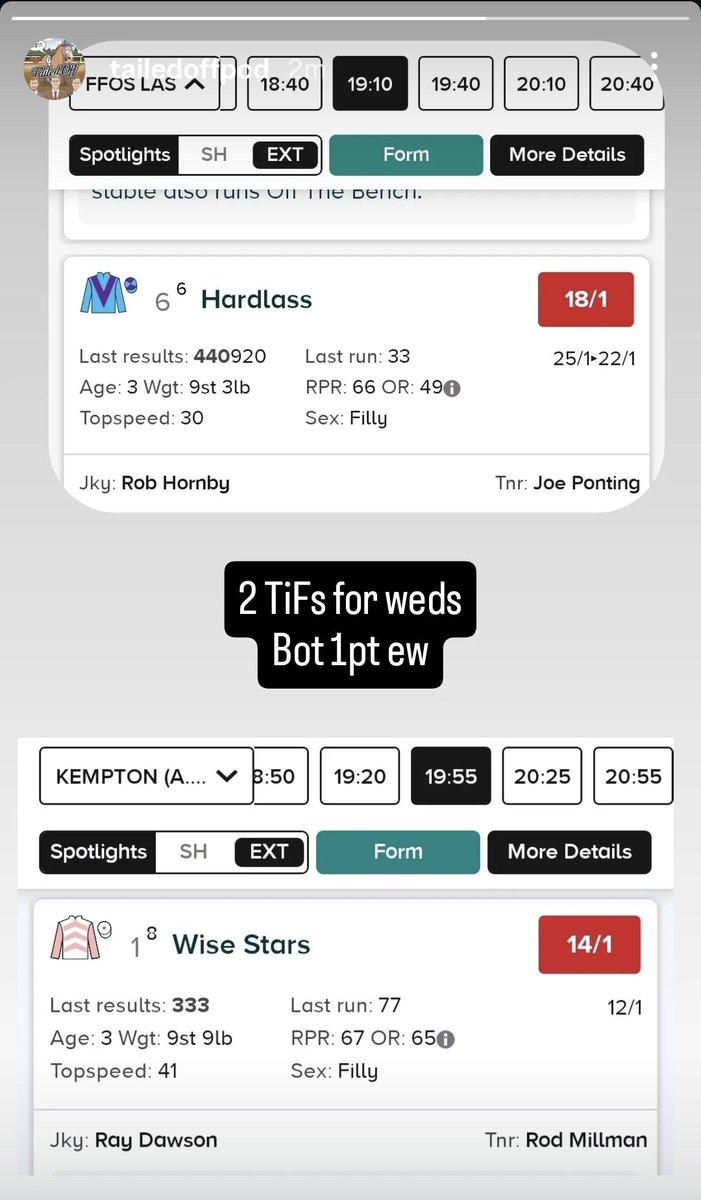 2 tips for Weds. P&amp;L currently tracking over 60pts up!