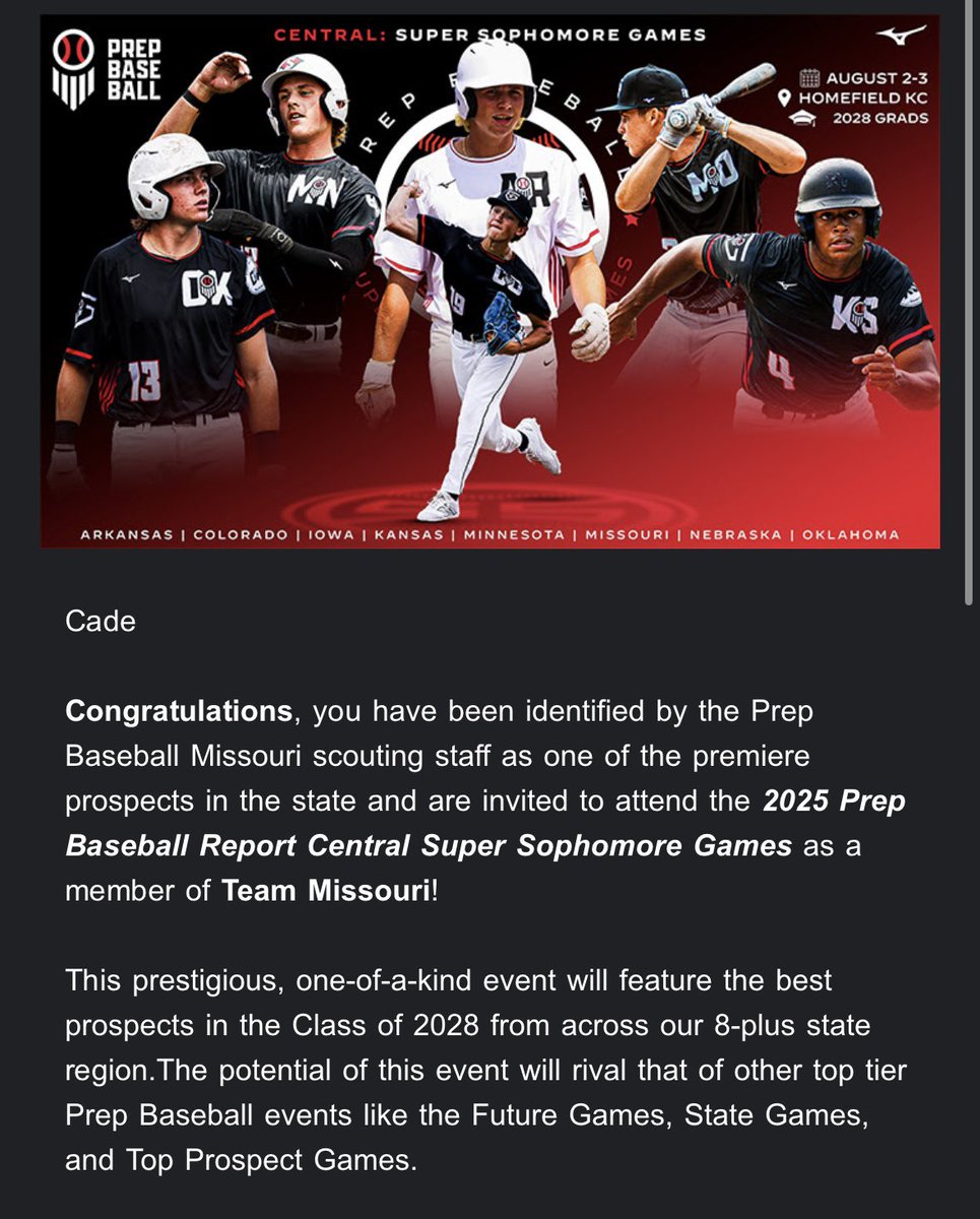 Cade Cantrell (@cantrellca90868) on Twitter photo Thank you <a href="/PrepBaseballMO/">Prep Baseball Missouri</a> for letting me have the opportunity to be apart of Team Missouri at the Prep Baseball Central Super Sophomore Games in August! Thank you <a href="/PrepBaseballMO/">Prep Baseball Missouri</a> for letting me have the opportunity to be apart of Team Missouri at the Prep Baseball Central Super Sophomore Games in August!