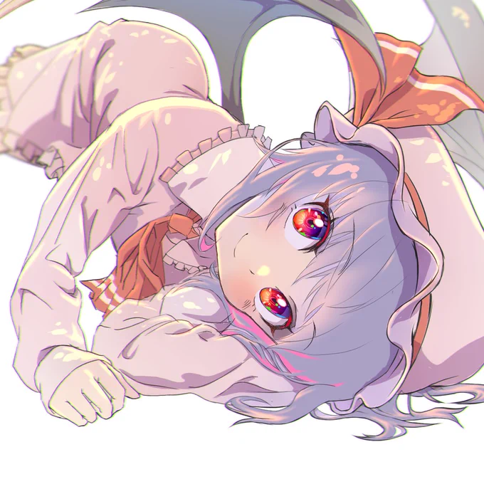 「ねぇ…まだ起きないの? 今日はレミリアの日、なんだよ?」 寝そべるお嬢様、再掲します #7月9日はレミリアの日 #イラスト