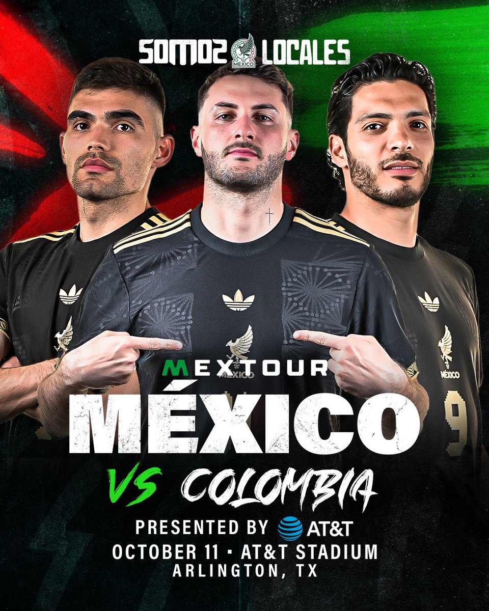 ATTStadium's tweet image. JUST ANNOUNCED! MexTour returns for Mexico vs. Colombia at #ATTStadium for this October! ⚽️
Get your tickets this Friday at 10am!