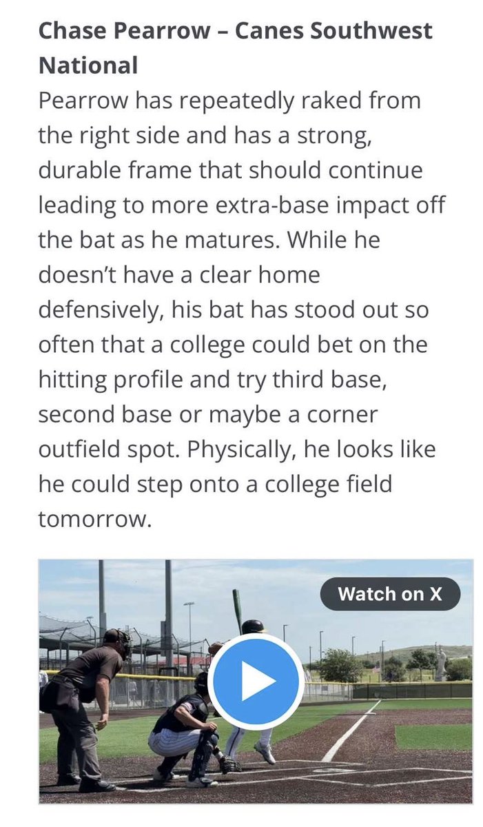 Chase Pearrow (@chase_pearrow) on Twitter photo Thank you for the write up. <a href="/DustinLMcComas/">Dustin McComas</a> <a href="/FiveToolTexas/">✭Five Tool Texas✭</a> <a href="/HachieBall1909/">Waxahachie HS Indian Baseball</a> <a href="/canes_recruits/">Canes SW Recruiting</a> Thank you for the write up. <a href="/DustinLMcComas/">Dustin McComas</a> <a href="/FiveToolTexas/">✭Five Tool Texas✭</a> <a href="/HachieBall1909/">Waxahachie HS Indian Baseball</a> <a href="/canes_recruits/">Canes SW Recruiting</a>