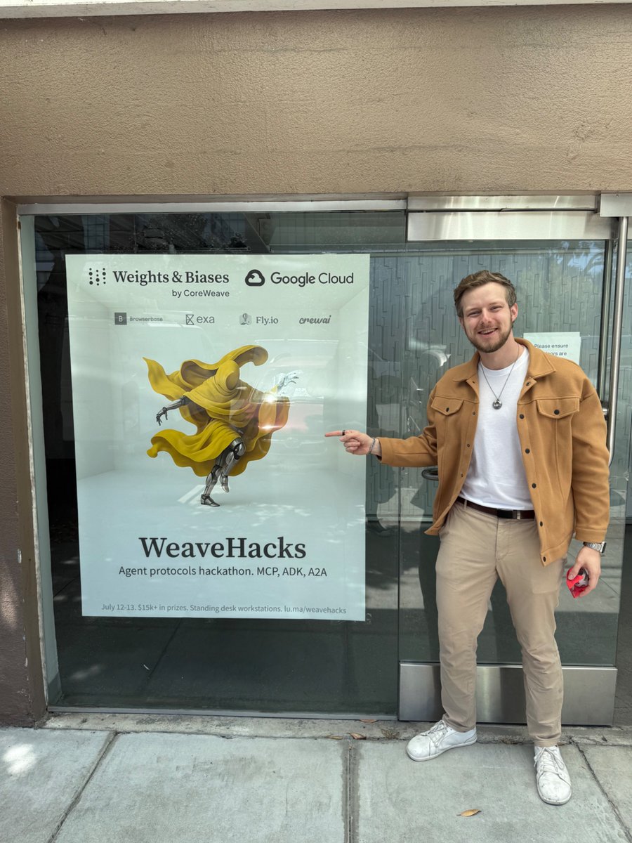sammakesthings's tweet image. WeaveHacks in 4 days! Itβs gonna be our best hackathon yet. Also look at this poster
@weave_wb is ready (plus weβre gonna have some inference credits for you)