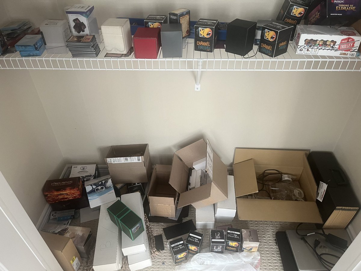 DroodHT's tweet image. Oh so you work at an LGS? Your collection must be neat and organized.
me: uhhhh