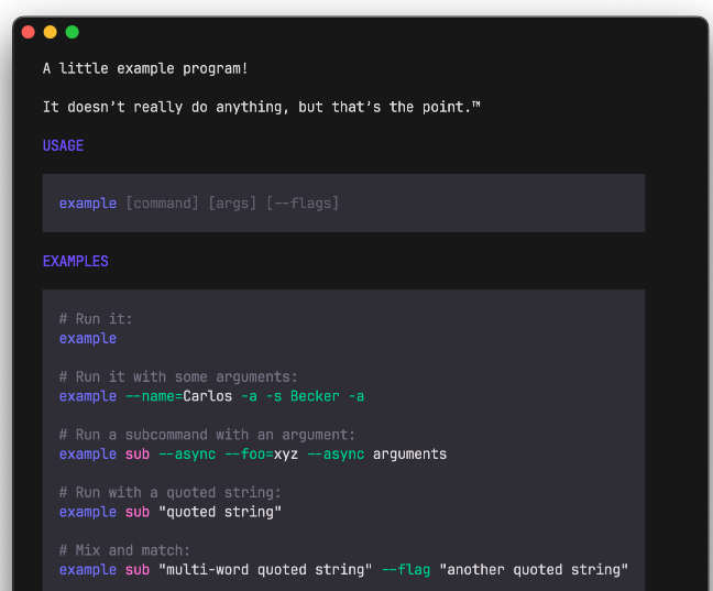 CLI starter kit for styled help, errors, manpages, and completions