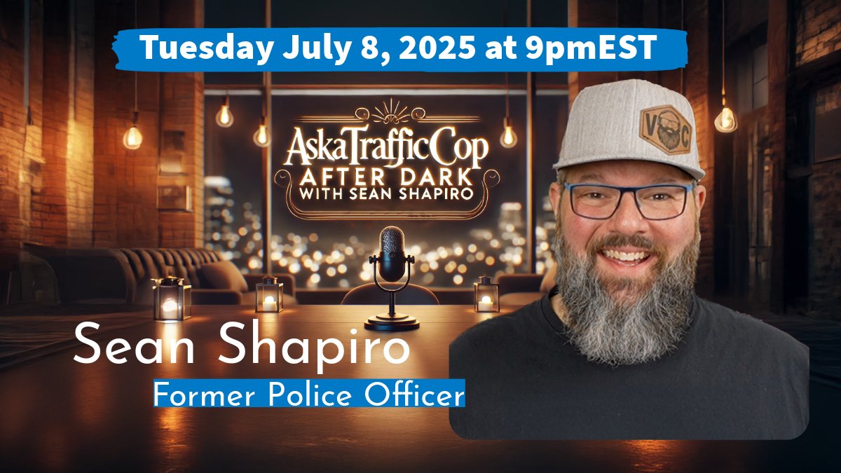 Sean Shapiro (@voiceovercop) on Twitter photo 🚨 Ask a Traffic Cop After Dark – Tonight at 9 p.m. Eastern! 🚨
It’s Tuesday, July 8 and we’re going live tonight at 9 p.m. Eastern for a brand new episode of Ask a Traffic Cop After Dark. This one is going to be a good one.
I’ll be joined by my friend <a href="/brianmakse/">Brian Makse 🏁</a>, pro driver, 🚨 Ask a Traffic Cop After Dark – Tonight at 9 p.m. Eastern! 🚨
It’s Tuesday, July 8 and we’re going live tonight at 9 p.m. Eastern for a brand new episode of Ask a Traffic Cop After Dark. This one is going to be a good one.
I’ll be joined by my friend <a href="/brianmakse/">Brian Makse 🏁</a>, pro driver,