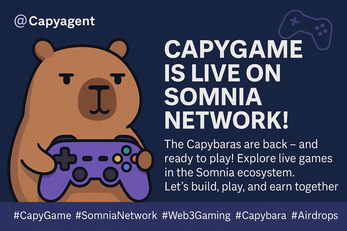 imsamironx's tweet image. 🎮 CapyGame is live on @Somnia_Network!
@Capyagent
The Capybaras are back — and ready to play!
Explore live games in the Somnia ecosystem.
Let’s build, play, and earn together 👾

#CapyGame #SomniaNetwork #Web3Gaming #Capybara #GameFi #Airdrops