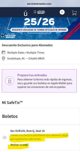 elvisorlando's tweet photo. Ya no entiendo esto de la renovación de abonos @Rayados 
Según yo pagué, y no me aparece mi abono.
Ya llegó mi factura, pero voy a mi perfil y al parecer tengo el pago pendiente.

Alguién que me ayude? https://t.co/NSUsX5VTQY
