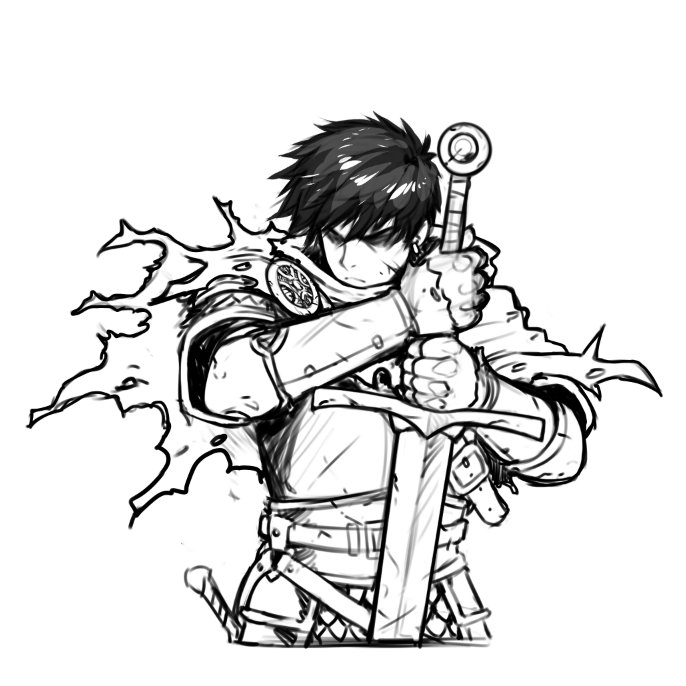 Working on new hero portraits for the party menu. Trying to nail that edgy anime hero vibe with the fighter. 😎