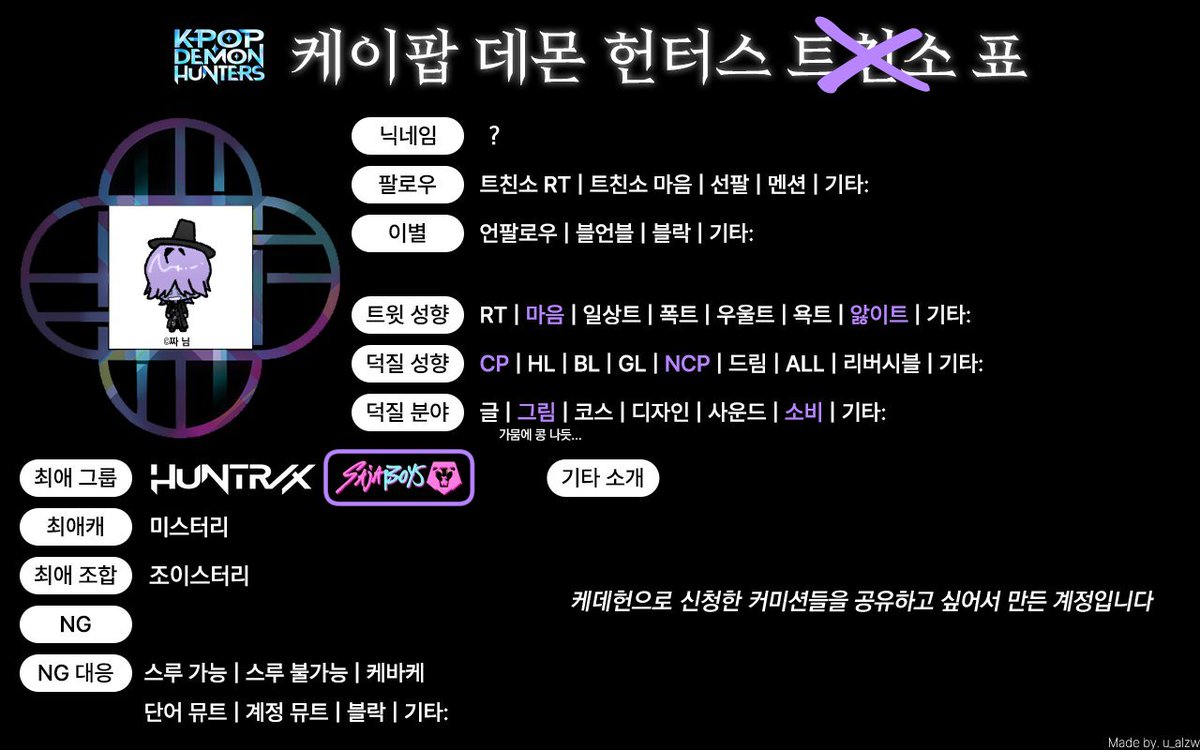 M_saja_'s tweet image. 성향표 용