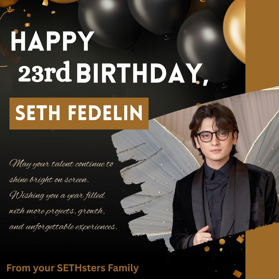 SETHstersOFC's tweet photo. Happiest birthday, @imsethfedelin! 23 ka na! It’s amazing to see you achieve so much in life and career. We wish you more happiness and nonstop blessings! We love you so much!

SETH TWENTYTHREEFIC BDAY
#SethFedelin https://t.co/YA37LFzc2f