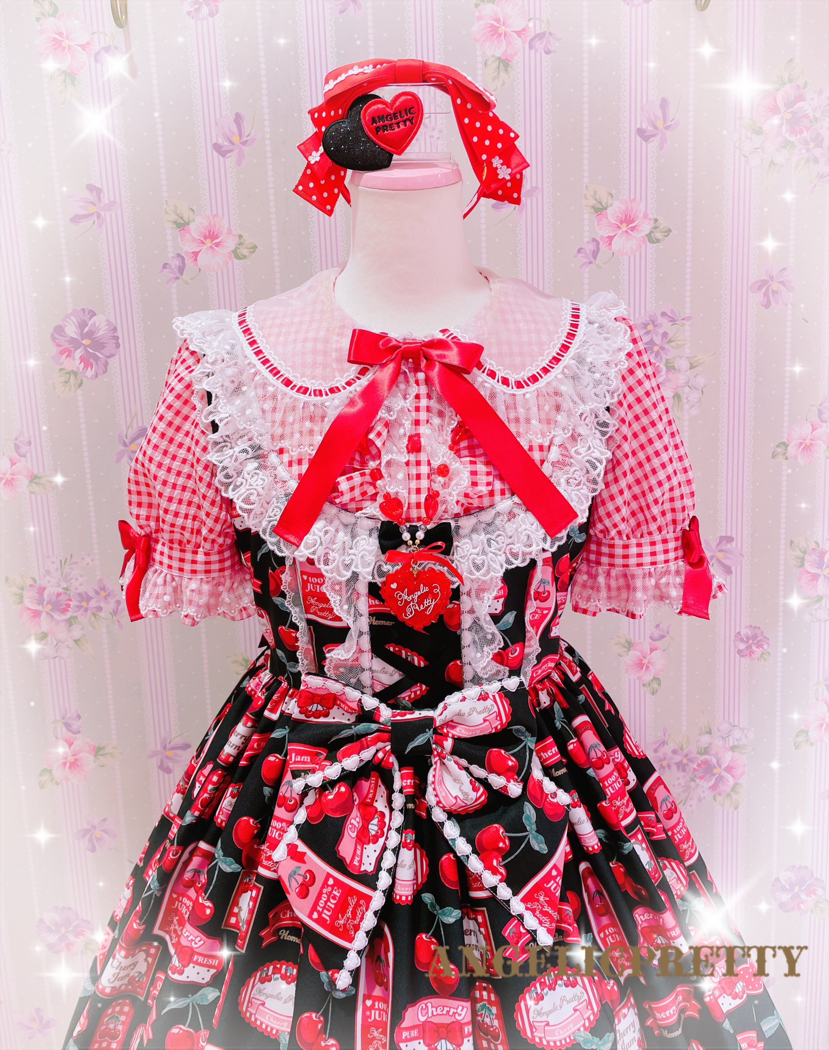 Angelic pretty Cherry Jam Label jps ピンク Cherry Jam Label OP by Angelic Pretty