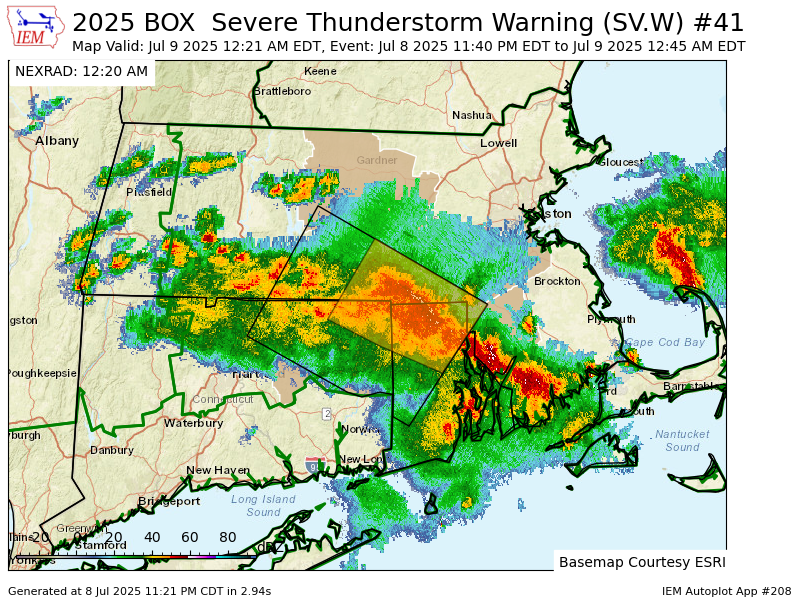 BOX updates Severe Thunderstorm Warning [wind: 60 MPH (OBSERVED), hail: 0.75 IN (RADAR INDICATED)] (cancels Hampden [MA] and Kent [RI], continues Tolland, Windham [CT] and Bristol, Norfolk, Worcester [MA] and Providence [RI]) till 12:45 AM EDT mesonet.agron.iastate.edu/vtec/f/2025-O-…