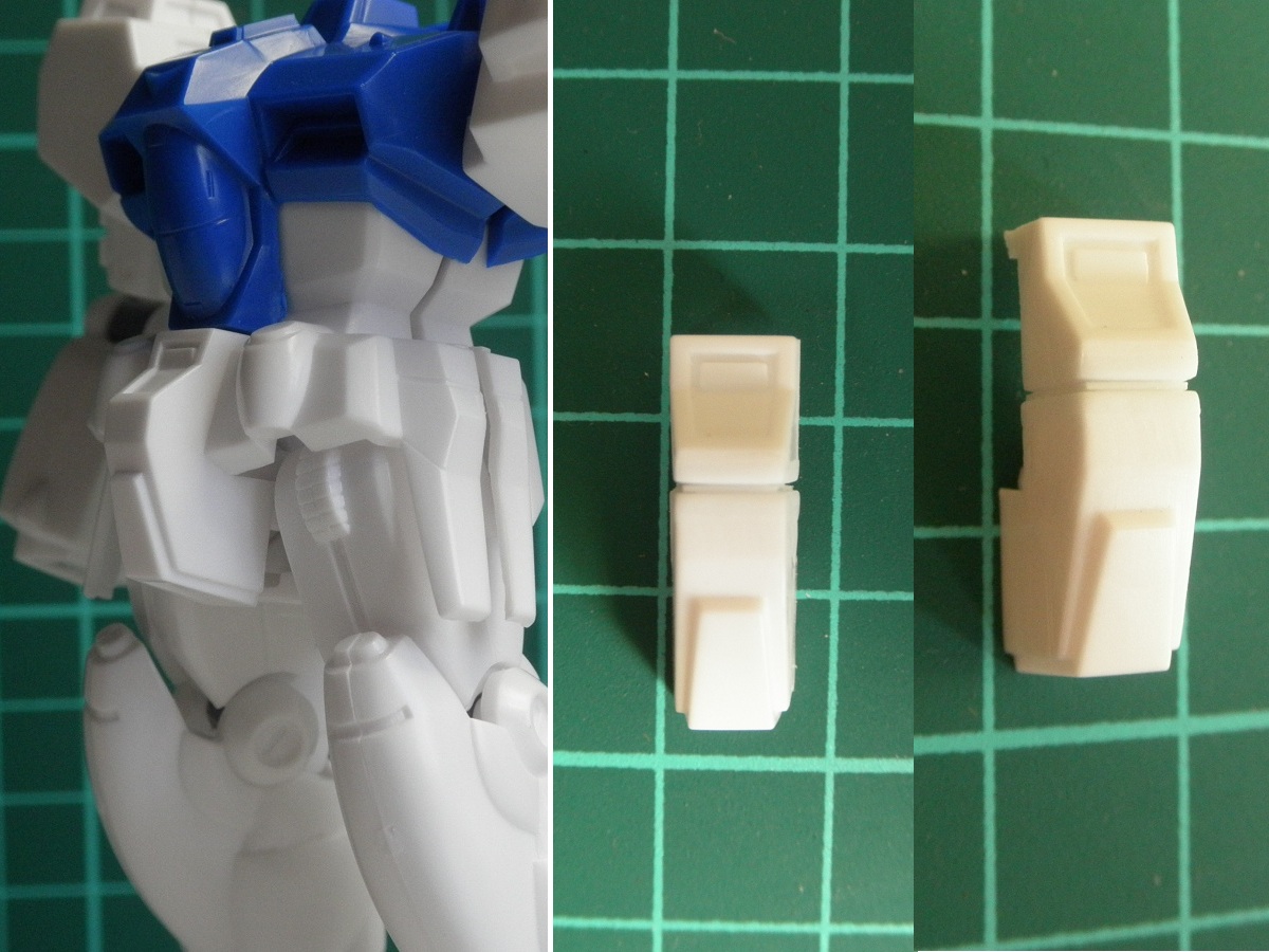 zeriberyuko's tweet image. 旧キット1/144 ガンダムGP01製作記7！フンドシ形状変更。少々上下に短いので分割してそれぞれ1.2mmプラ板延長、本来ある段落ちモールドがなくすっきり形状なので薄手プラ板を間に挟んで接着してモールドを作りました。スカート周りは入念に作り込むよ！
#ガンプラ #旧キット #ガンダム0083