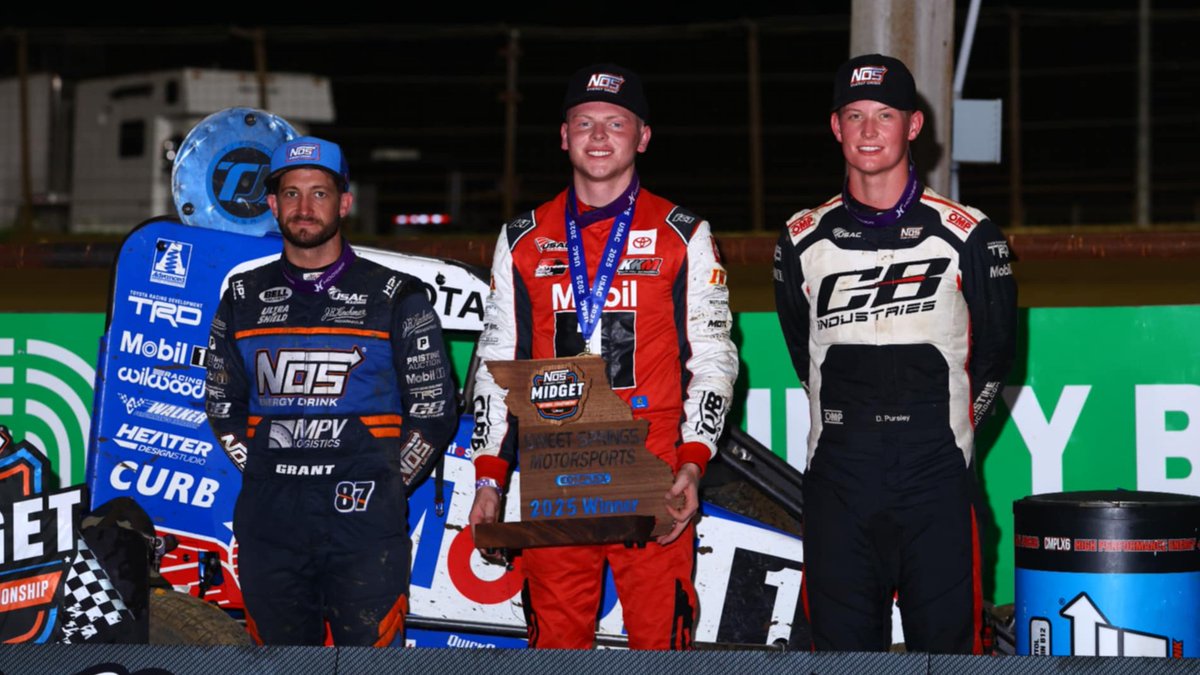 USAC Racing (@usacnation) on Twitter photo Mid-America Night #1 Podium! π
Tonight's top-3 USAC <a href="/NosEnergyDrink/">NOS Energy Drink</a> National Midget feature finishers at <a href="/ssmctrack/">Sweet Springs Motorsports Complex</a>. π
π₯ <a href="/Cannon_mac08/">Cannon McIntosh</a> || <a href="/KKM_67/">Keith Kunz Motorsports</a> #71K
π₯ <a href="/JustinGrant40/">Justin Grant πΊπΈ</a> || <a href="/_CBIndustries/">CB Industries</a> #87
π₯ <a href="/DaisonPursley/">Daison Pursley</a> || <a href="/_CBIndustries/">CB Industries</a> #86
πΈ <a href="/rkfphoto98/">rich forman</a> Mid-America Night #1 Podium! π
Tonight's top-3 USAC <a href="/NosEnergyDrink/">NOS Energy Drink</a> National Midget feature finishers at <a href="/ssmctrack/">Sweet Springs Motorsports Complex</a>. π
π₯ <a href="/Cannon_mac08/">Cannon McIntosh</a> || <a href="/KKM_67/">Keith Kunz Motorsports</a> #71K
π₯ <a href="/JustinGrant40/">Justin Grant πΊπΈ</a> || <a href="/_CBIndustries/">CB Industries</a> #87
π₯ <a href="/DaisonPursley/">Daison Pursley</a> || <a href="/_CBIndustries/">CB Industries</a> #86
πΈ <a href="/rkfphoto98/">rich forman</a>