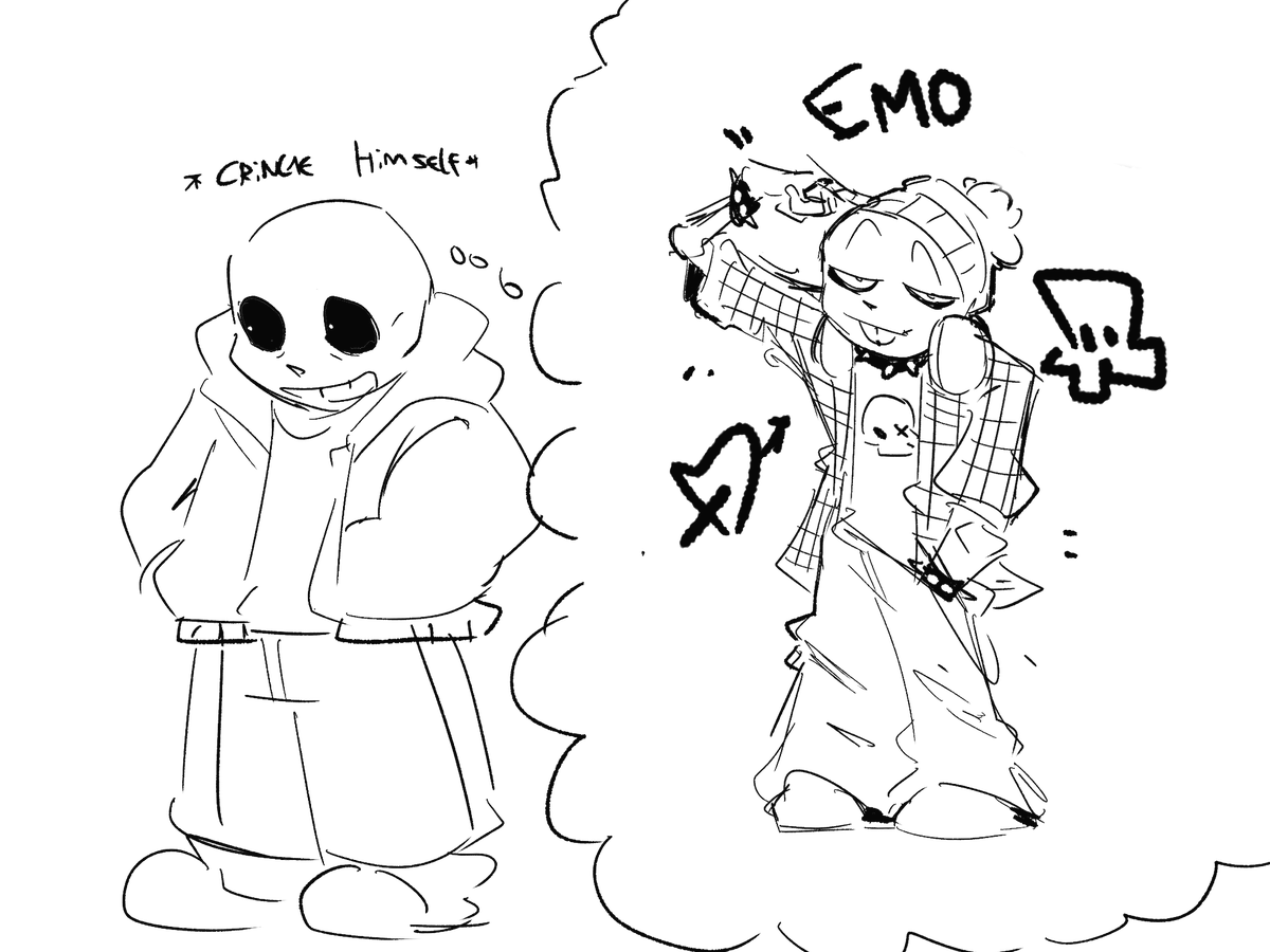 My humble headcanon

sans had edgy phase