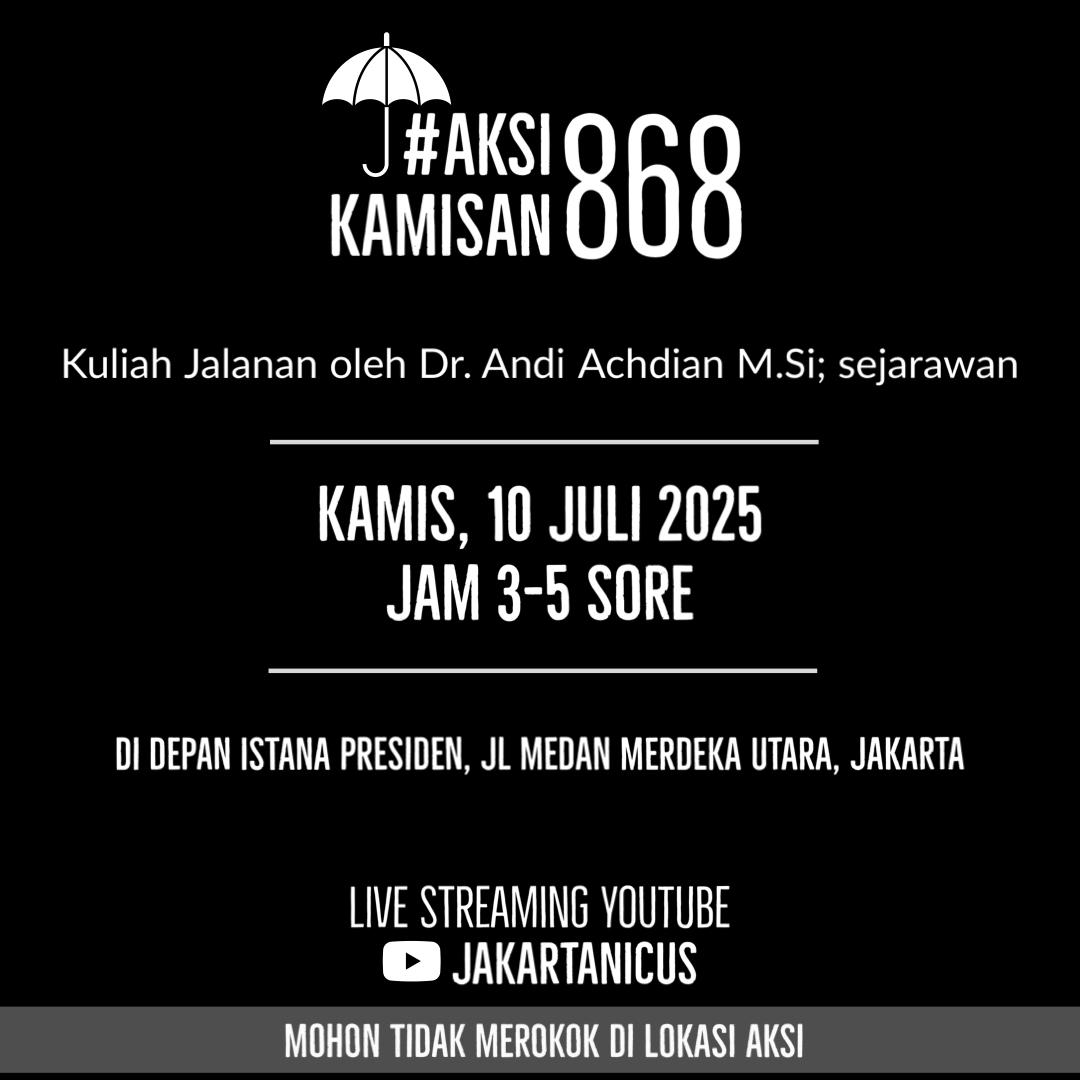 sumarsih11 (@sumarsih11) on Twitter photo Mngundang kawan2 hadir <a href="/AksiKamisan/">Aksi Kamisan</a>
Bila Indonesia adlh negara hukum shrsnya pmrintah mhentikan pnulisan Buku Sejarah Resmi Indonesia & pberian gelar pahlawan kpd Soeharto krn akan mlanggengkn impunitas &mgelapkan fakta sejarah
<a href="/dipanggilwawan/">#SayaWawan | BR Norma Irmawan</a> krbn Semanggi I Mngundang kawan2 hadir <a href="/AksiKamisan/">Aksi Kamisan</a>
Bila Indonesia adlh negara hukum shrsnya pmrintah mhentikan pnulisan Buku Sejarah Resmi Indonesia & pberian gelar pahlawan kpd Soeharto krn akan mlanggengkn impunitas &mgelapkan fakta sejarah
<a href="/dipanggilwawan/">#SayaWawan | BR Norma Irmawan</a> krbn Semanggi I