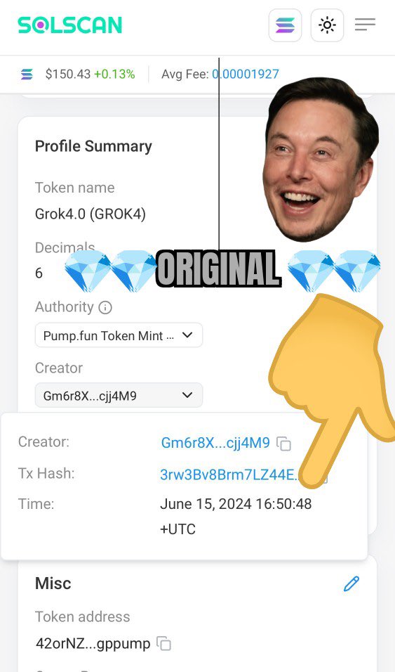 Ok hear me out 

The first #GROK4 on SOL is at 40 k mcap 

42orNZHxsH1SNUZX87btNs6LiAoXdqj1RRUgRxgppump 

Every other #GROK4 memecoin is  getting farmed today and the ORIGINAL OG is the only one LEGIT at 40 k ⁉️

Every bag shilled this month by me is green #NFA