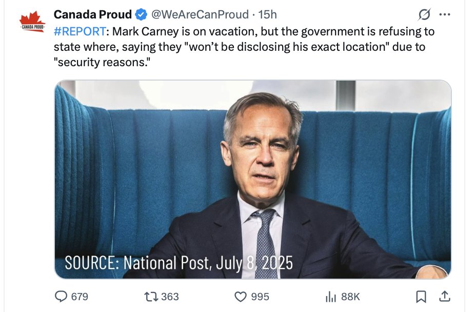 It's all so silly. 

Like, no, Canadians do not need to know the exact coordinates of his location.